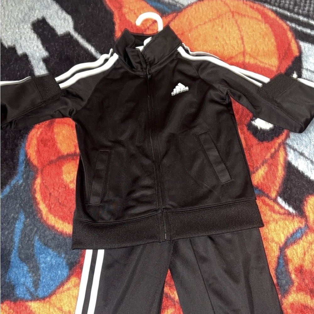 adidas Kids Black Track Jacket and Pants Set